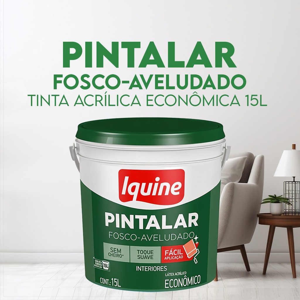 Tinta Pintalar Sem Cheiro Tinta Acrílica Econômica Tinta Pintalar Iquine Fosco Aveludado Cores 15L — imagem 2 de 2