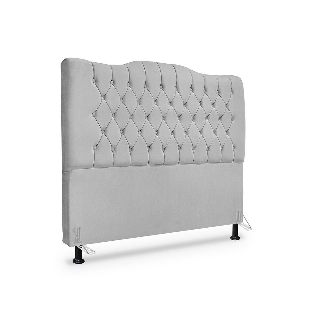 Cabeceira Queen Estofada Dunas - Veludo Cinza - Home & Living