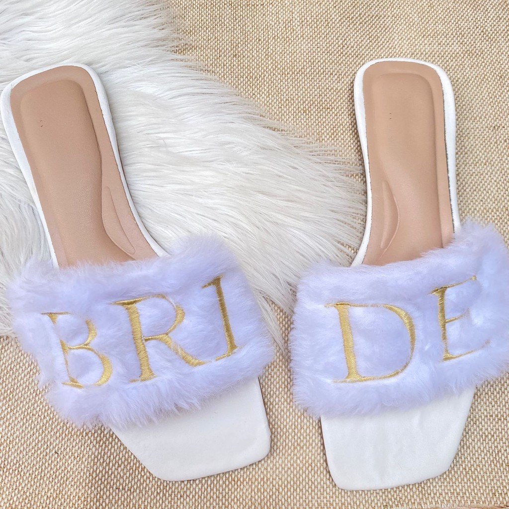 Pantufa Noiva Premium Bordado "Bride" - Elegância e Conforto para o Seu Grande Dia