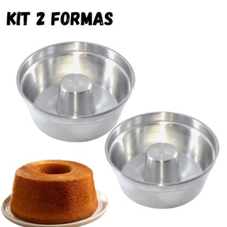 KIT 2 Formas para Bolo com furo 20 e18cm, Torta Suíça Pudim bolo 16/14 em Oferta na Shopee