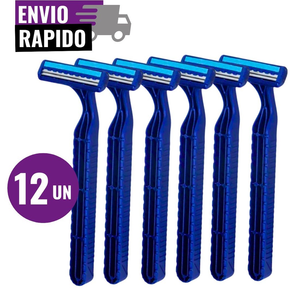 Kit 12 Barbeador Aparelho De Barbear Descartável 2 Lâminas Com Fita Lubrificante
