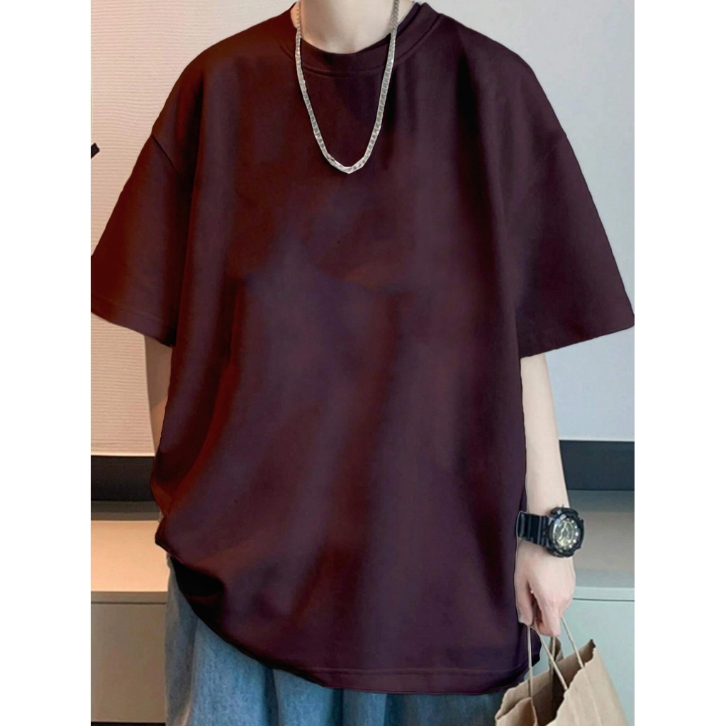 Blusa Oversized Vinho Esportiva Lisa Camiseta Larga Confortável Unissex T Shirt Dia Noite Plus Size
