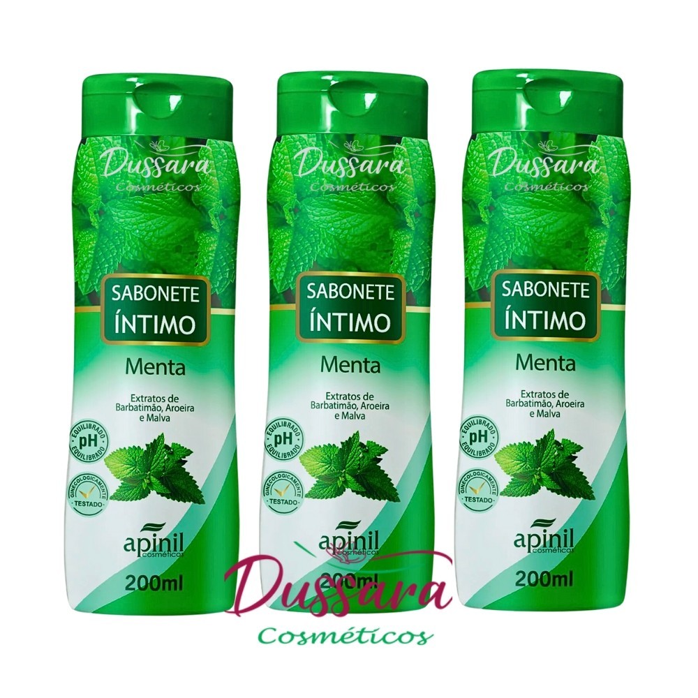 Kit 3X Sabonete Íntimo Feminino Refrescante Menta - 210ml Apinil