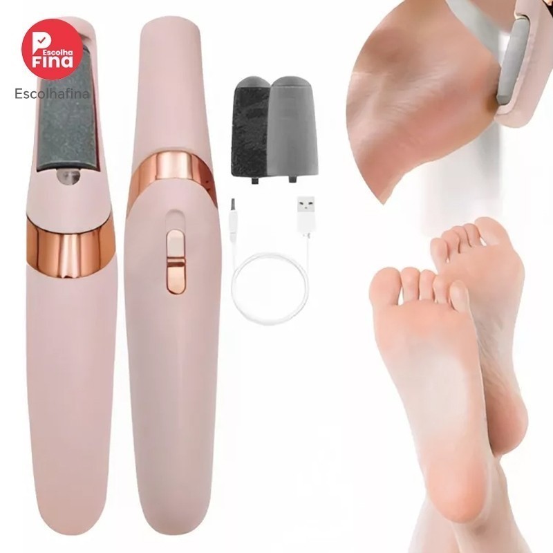 Lixador de Pé Elétrico - Esfoliador Tira Calos Pedicure Portátil Marisa Lixa Elimina Calo Portátil Usb Pilha