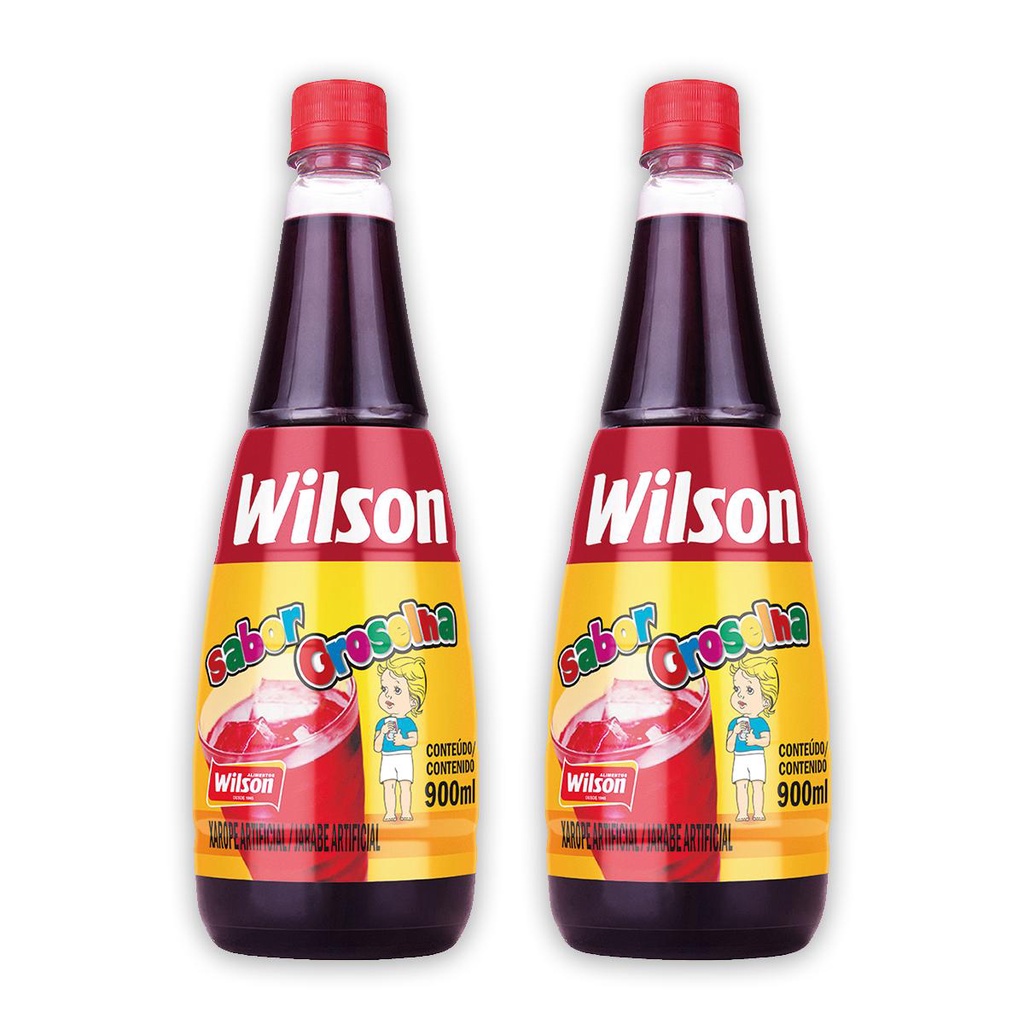 02Un Xarope Artificial Sabor De Groselha 900 Ml Para Bebidas Sobremesa Raspadinha Sorvete Wilson