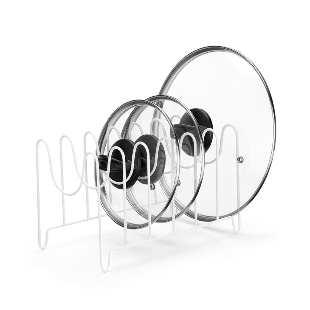 Organizador De Tampa Panela Potes Aço Branco 6 Divisões em Oferta na Shopee