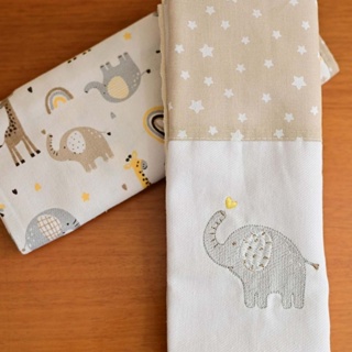 Manta Flanelada Bordada Elefante Creme Bublim Petit em Oferta na Shopee