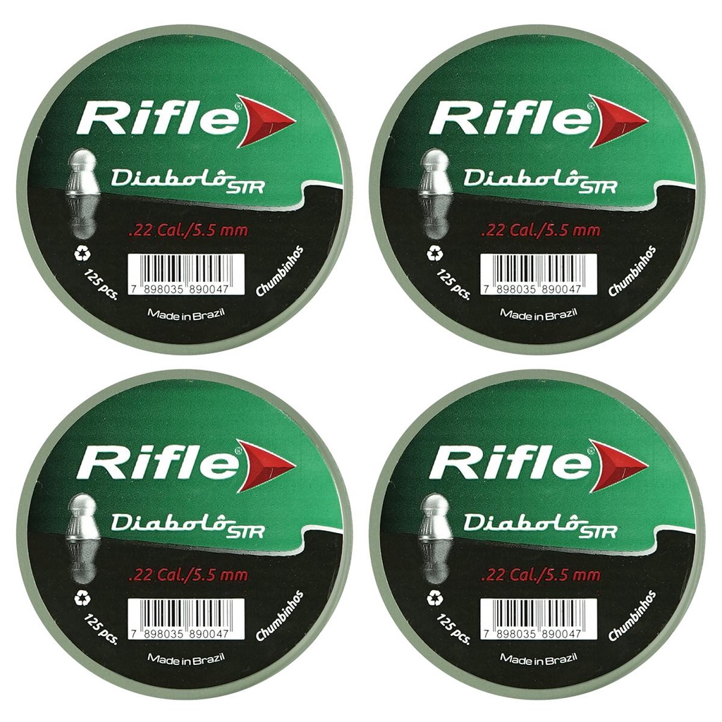 4x Chumbinho 5.5mm 125un. Rifle STR Diabolô