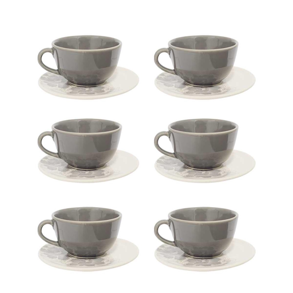 Jogo de 6 Xícaras Grandes 200 Ml Com Pires Oxford Unni Balance em Oferta na Shopee