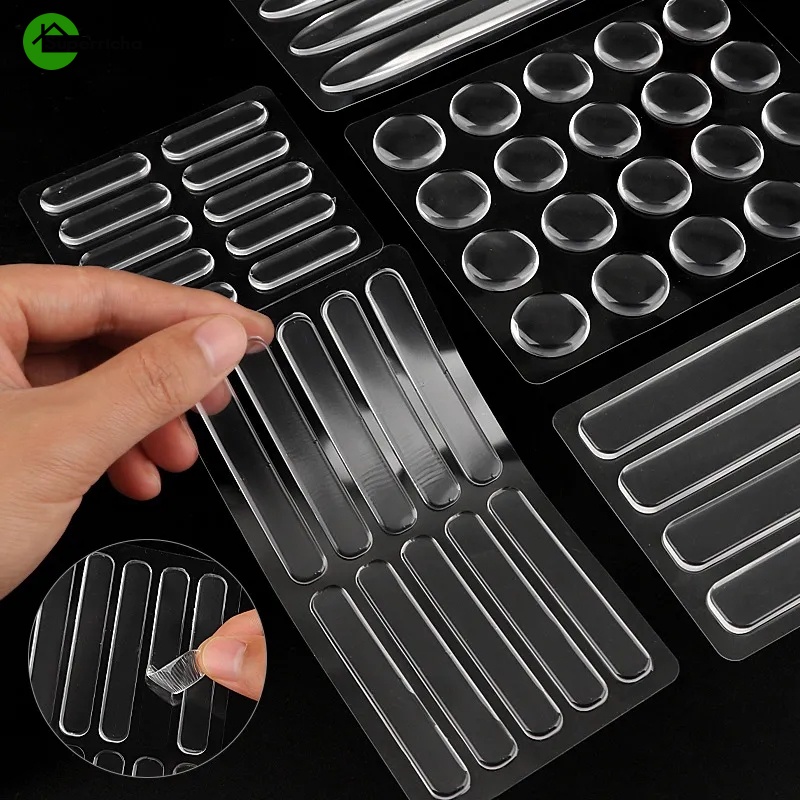 8pcs Fita De Borracha De Segurança Para Móveis Espessada/Almofadas Tampão De Silicone Anti-Colisão/Adesivos Protetores De Parede Transparentes/Amortecedor Autoadesivo Portas
