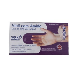 Luva De Vinil Volk Com Amido c/100un Tam. P