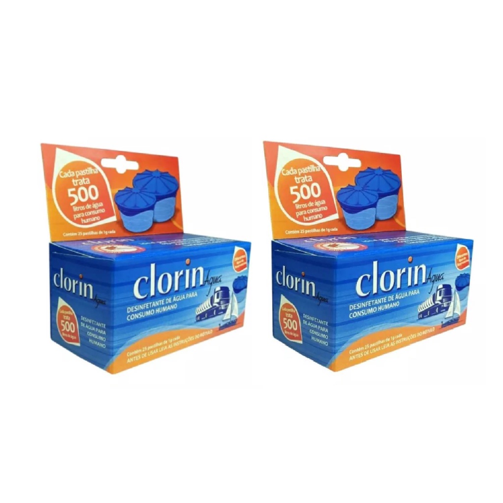 Kit 50 Pastilhas Purificadora Água Potável 500 Litros Clorin