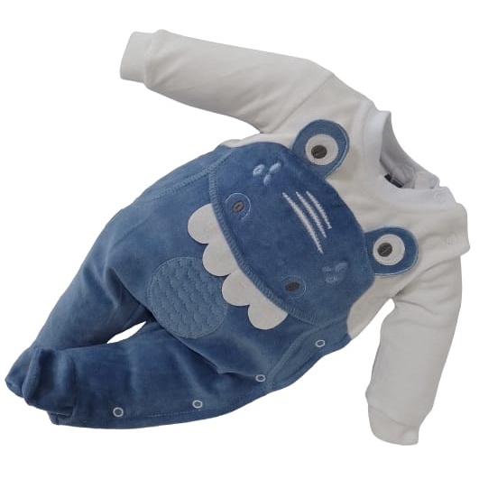 Macacão Bebê Menino Longo Bordado Plush Chuquinha Inverno