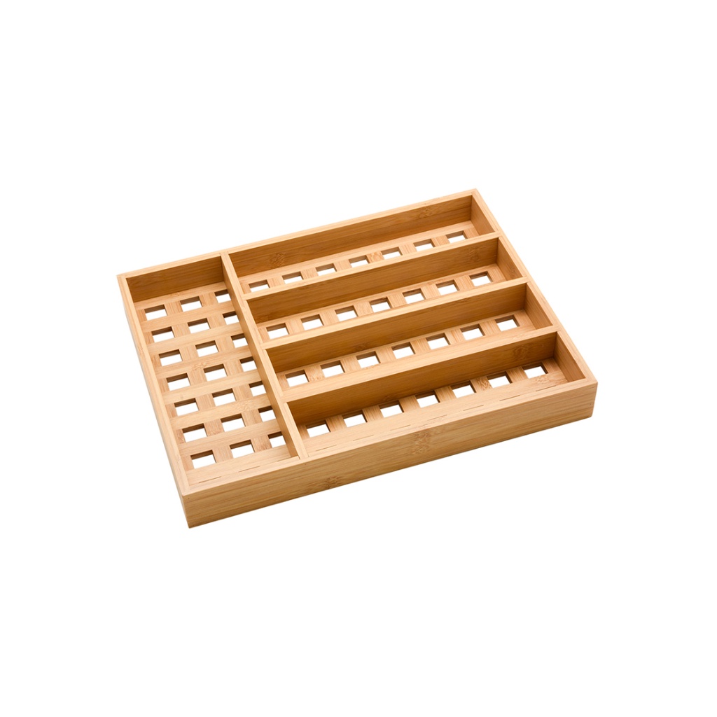 Porta Talheres Vazado de Bambu Oikos Natural Organizador Gaveta Mesa Posta