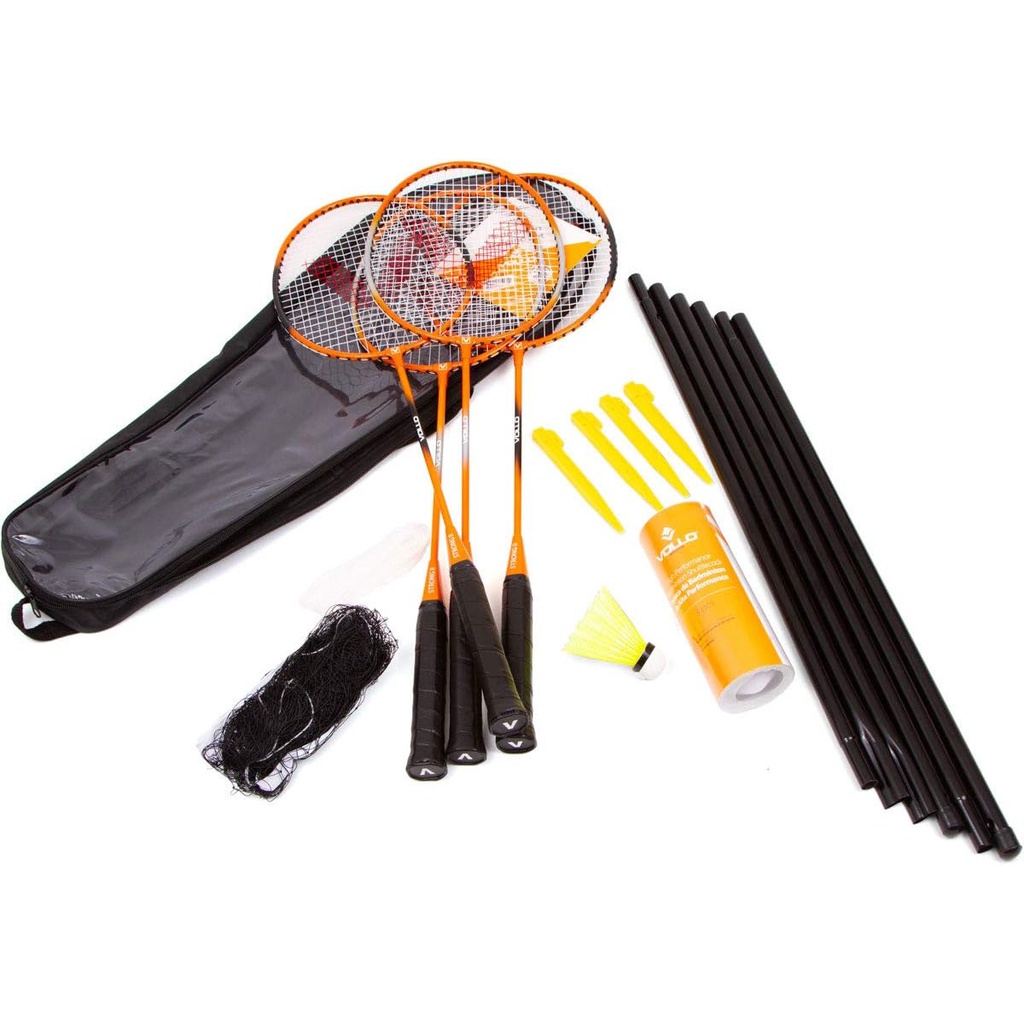 Kit Badminton Jogo Grama E Areia 4 Raquetes 3 Petecas Com Rede Bolsa Vollo em Oferta na Shopee