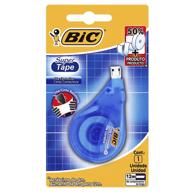 Corretivo em fita Super Tape 4.2mm x 12m c/ 1 unid Bic