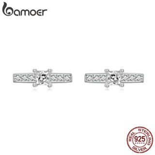 Brincos Bamoer 925 Sterling Sliver Mini De Fita Cintilante Jóias Para Mulheres