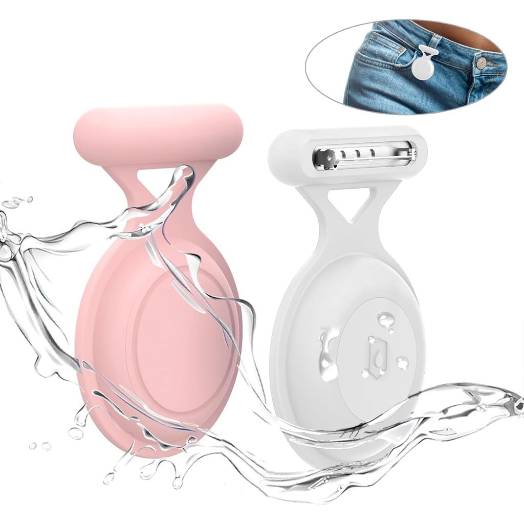 AirTag titular caso com broche Pin impermeável crianças, localizador de itens criança/crianças/idosos/roupas-branco rosa