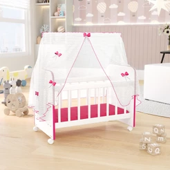 Berço Para Boneca Magia C02 Brinquedo Infantil Branco Rosa - Lyam Decor