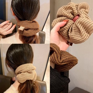 Elegante Fita Khaki Scrunchies Ponytail Holder Laços De Cabelo Para Meninas Femininas