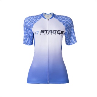 Camisa Ciclismo Feminina M Zíper Bolso Traseiro Degrade Branca e Azul Corrida Treino Academia Musculação Atrio VB048 em Oferta na Shopee