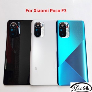 Vidro Traseiro Para Xiaomi Poco F3 Tampa Traseira Da Porta Caixa Bateria Com Peças De Reparo Lente Câmera