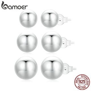 Brincos Bamoer 925 Sterling Sliver De Fita Esférica Jóias Para Mulheres