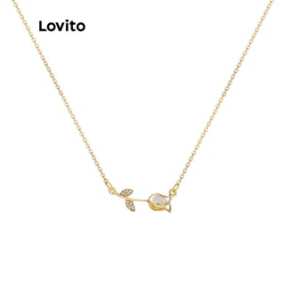 Lovito Casual Colar Feminino Liso de Flores LNA14116 (Dourado)