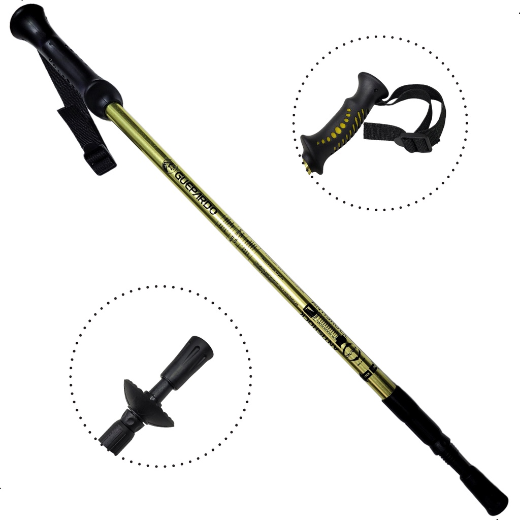 Bastão Caminhada Aluminio Ajustável Trekking Antishock Guepardo em Oferta na Shopee