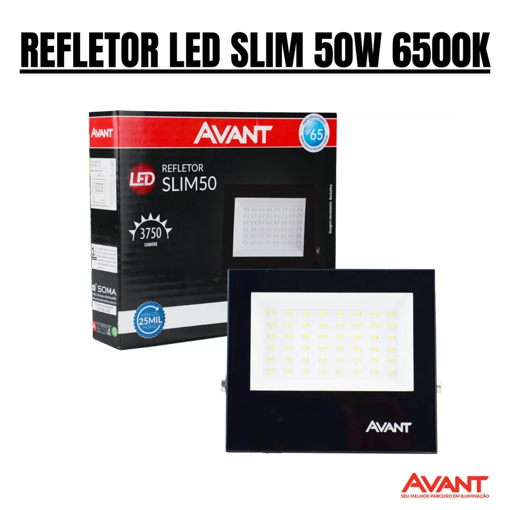 Refletor Avant Holofote Led 50w Luz Branca 6500k Ip65