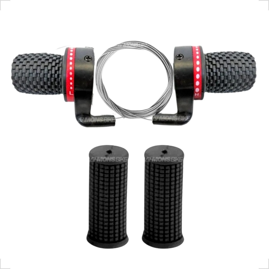 Trocador Punho Passador Bicicleta Grip Shift 18v Bike Mtb C/ Manoplas Marchas Dianteiro e Traseiro
