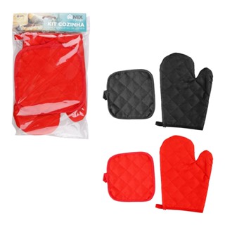 Kit 2 Peças Luva Térmica Forno e Descanso de Panela Protege Altas Temperaturas