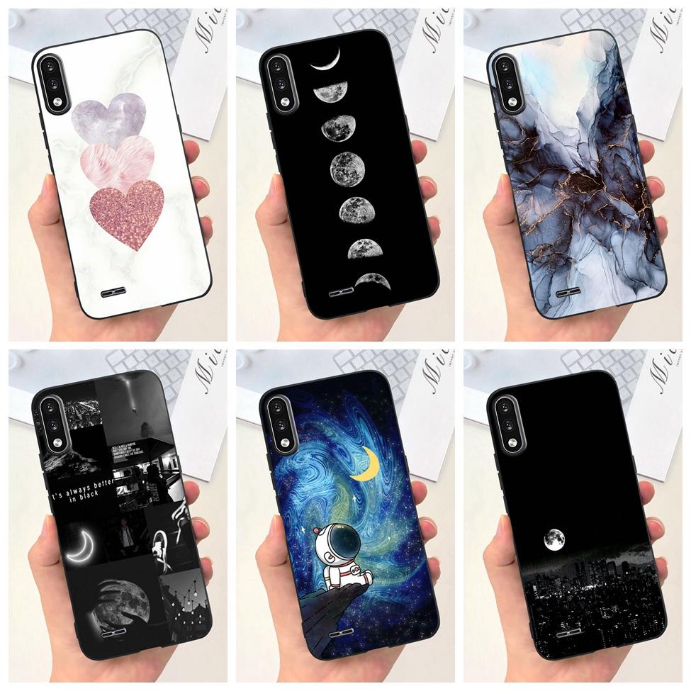Caixa LG K22 2020 De Telefone À Prova De Choque Moda Fofa De Silicone Preto Pintado A Frio LM-K200 Capa Traseira