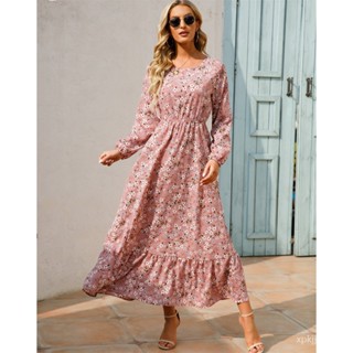 Longo Louvado Fragmentado Em Torno Do Pescoço Mangas Casual Party Dress IYLC
