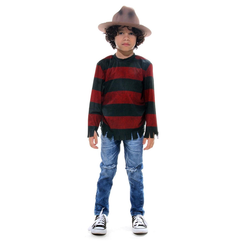 Fantasia Freddy Krueguer Infantil Camisa E Chapéu Halloween
 em Oferta na Shopee