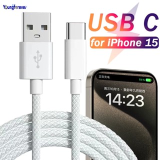 Cabo De Carregamento Rápido Trançado De Nylon 1M/1.5M/2M USB Para Tipo C Compatível Apple iPhone 15 Pro Max 15Plus Dados Colorido Duplo Reprodução De Carros