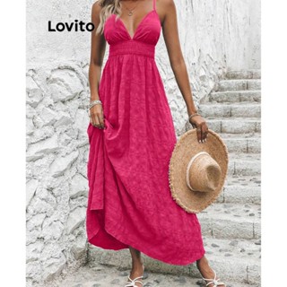 Lovito Vestido Boho Simples Smocked Sem Costas Para Mulheres LBL07044