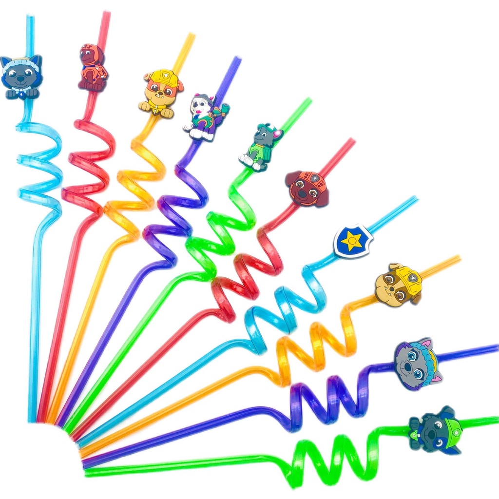 20Pcs PAW Patrulha Palhetas Plásticas Reutilizáveis Para Festa De Aniversário Infantil