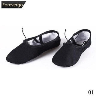 FOREVERGO Adult Lona Para Crianças Sapatos De Dança De Ballet Macio Pointe Gymnastics Shoes-black F7M7