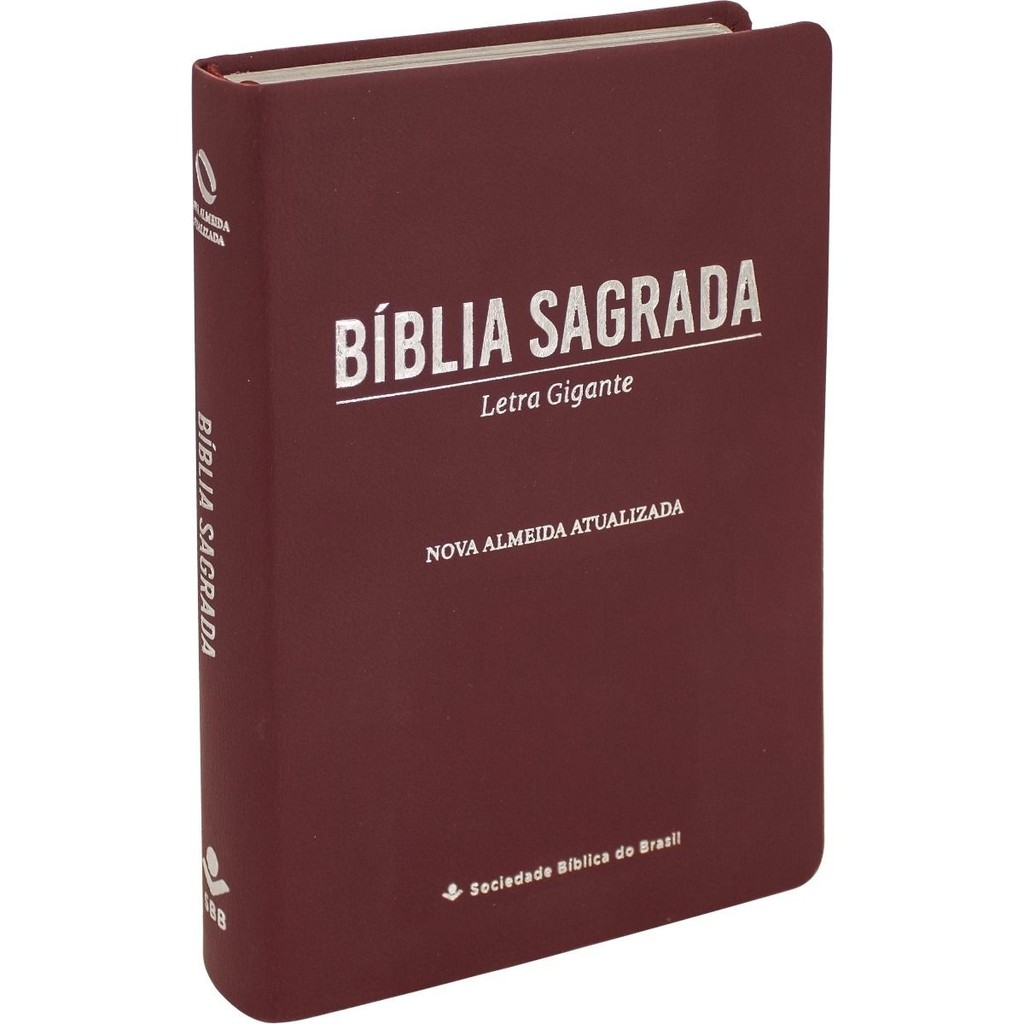 Bíblia Sagrada NAA | Letra Gigante | Couro Sintético | Vinho em Oferta na Shopee