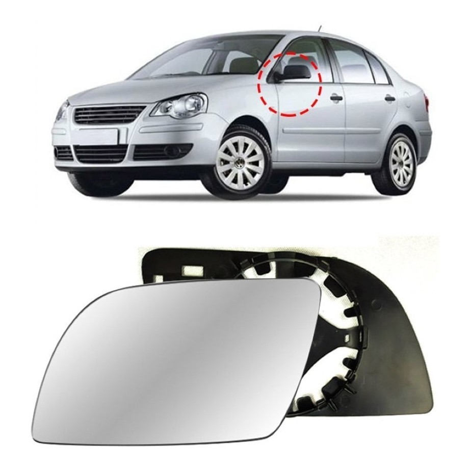 Lente Retrovisor Vw Polo 2002 A 2011 Esquerdo