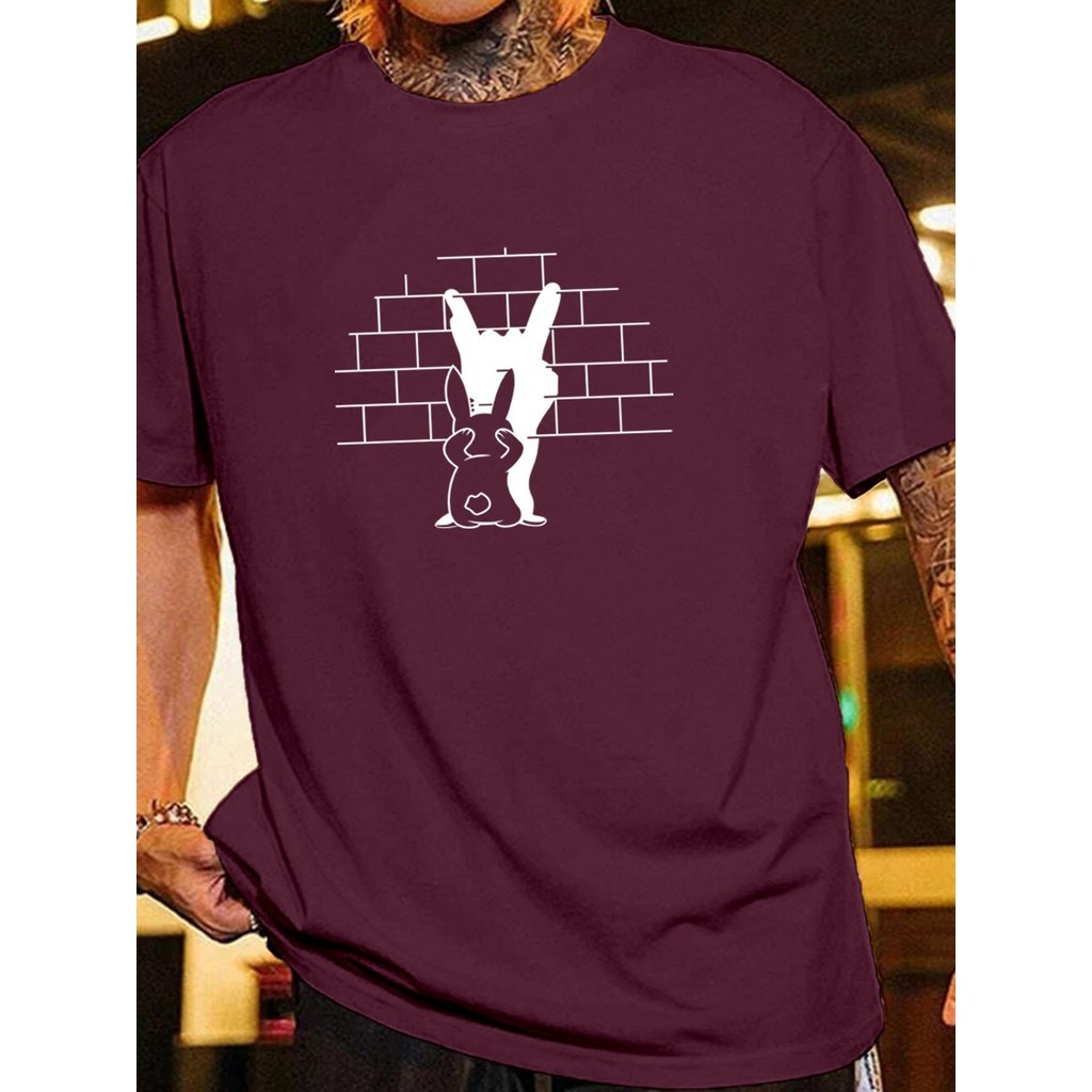 Camiseta Life Style Estampada Coelho Blusa Oversized Estilosa Moderna Casual Despojada Minimalista
