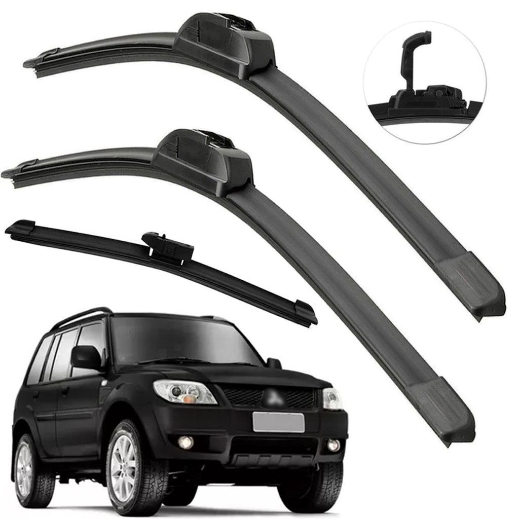 Kit 3 Palheta Parabrisa Dianteira e Traseira Pajero Tr4 2010 até 2015 19p 19p 14e