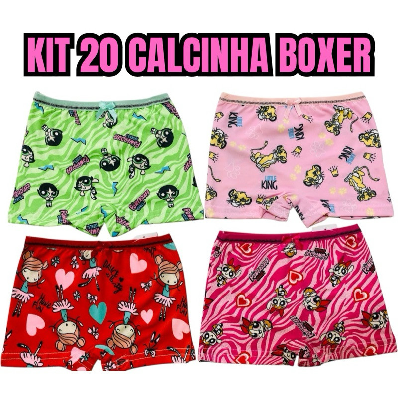 kit 20 calcinha box infantil malha fria com forro e kit com 10 calcinha Box conforto e qualidade em Oferta na Shopee