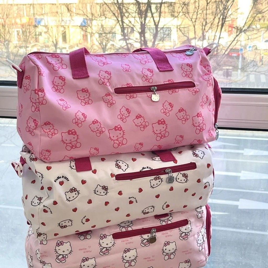 Hellokitty bolsa de viagem portátil, bolsa de armazenamento, bagagem de curta distância, Fitness, pode cobrir o carrinho em Oferta na Shopee