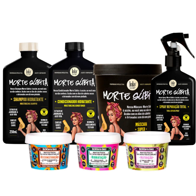 Morte subita 4 Produtos + Cronograma Ghee 3x100g Lola Cosmetics em Oferta na Shopee