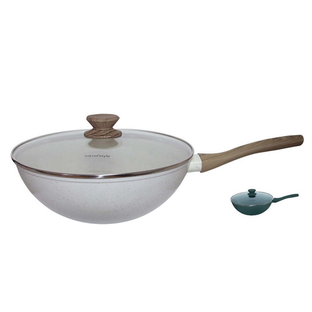 Frigideira Grande Funda com Tampa Panela Wok Antiaderente Ceramica Cooktop Fogão Indução 28cm - Home & Living