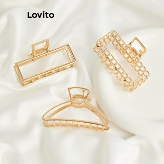 Lovito Casual Simples Presilha de Cabelo de Metal para Mulheres L63AD227