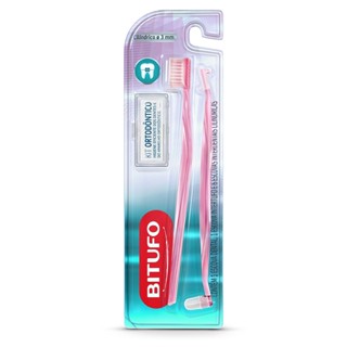 Kit Escova Dental Bitufo Ortodôntico Cilíndrico