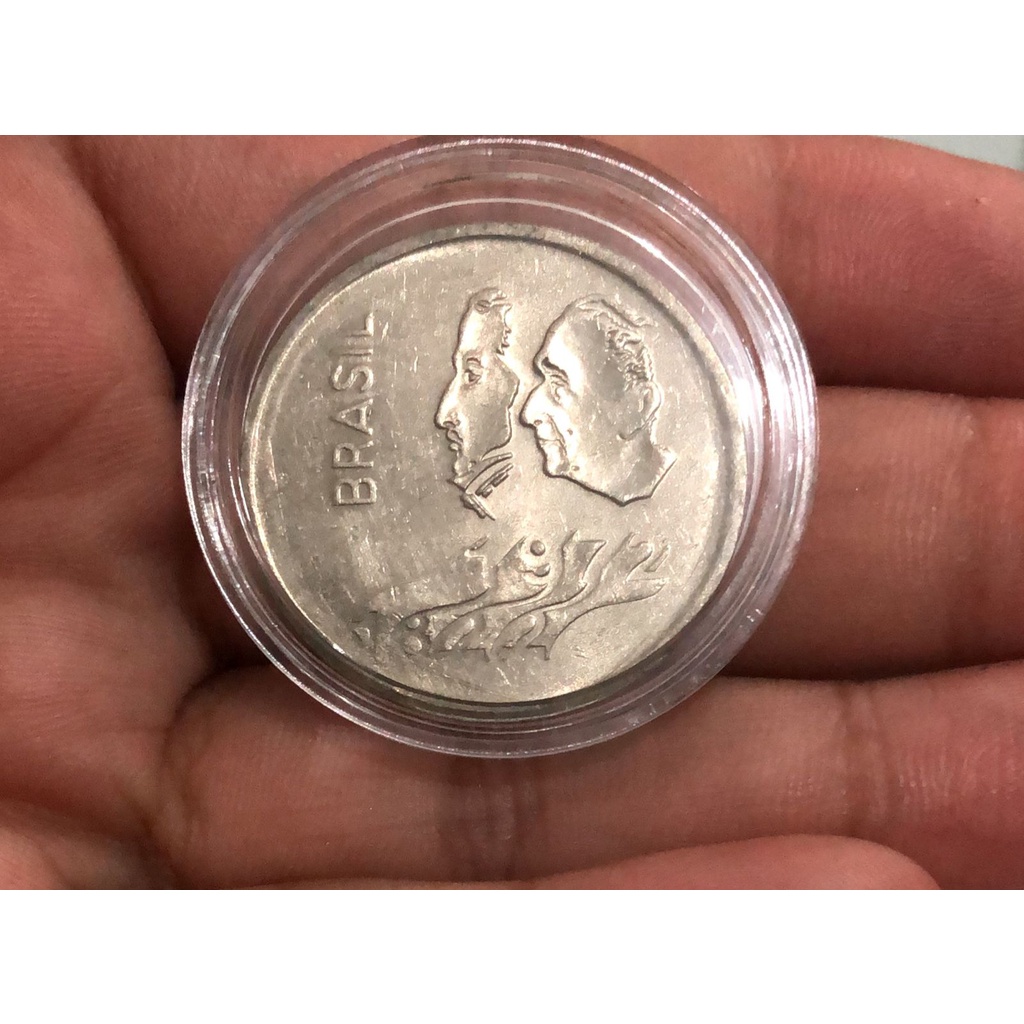 Moeda 1 Cruzeiro Brasil 1972 Moeda Nova e Rara na Cápsula 3 Moedas